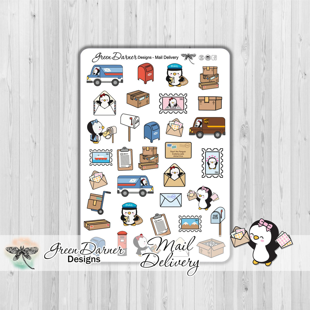 Pearl the Penguin - Mail Delivery - Kawaii character sticker