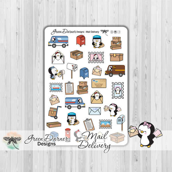 Load image into Gallery viewer, Pearl the Penguin - Mail Delivery - Kawaii character sticker
