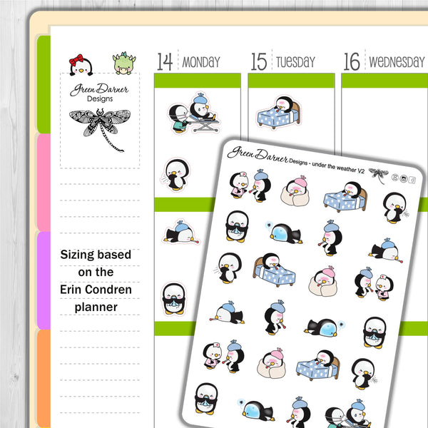 Load image into Gallery viewer, Pearl the Penguin - Under the Weather V2 - Kawaii character sticker
