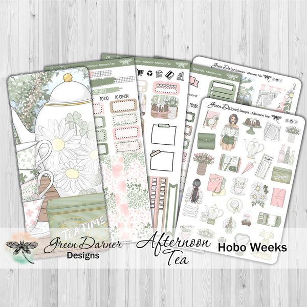 Load image into Gallery viewer, Afternoon Tea - Hobonichi Weeks decorative weekly planner sticker kit

