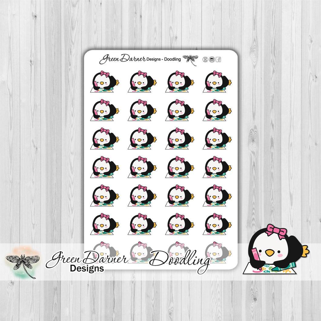 Pearl the Penguin - Doodling - Kawaii character sticker