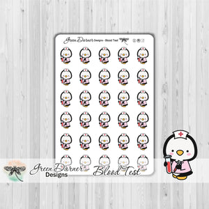 Pearl the Penguin - Blood Test - Kawaii character sticker