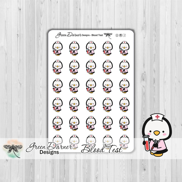 Load image into Gallery viewer, Pearl the Penguin - Blood Test - Kawaii character sticker
