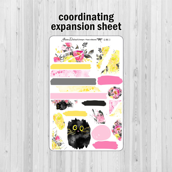 Load image into Gallery viewer, Puss in Blooms - standard vertical/Erin Condren weekly planner sticker kit
