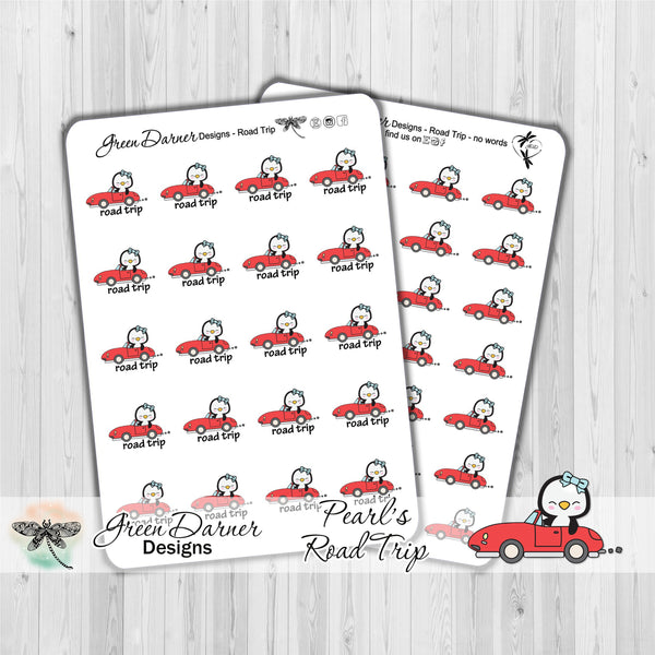 Load image into Gallery viewer, Pearl the Penguin - Road Trip  - Kawaii character sticker
