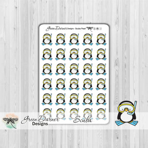 Pearl the Penguin - SCUBA - Kawaii character sticker