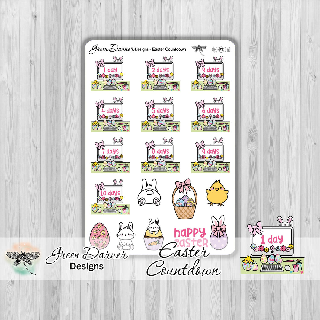 Easter Countdown - spring planner stickers