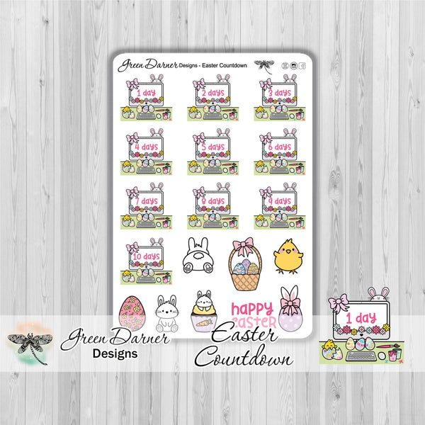 Load image into Gallery viewer, Easter Countdown - spring planner stickers
