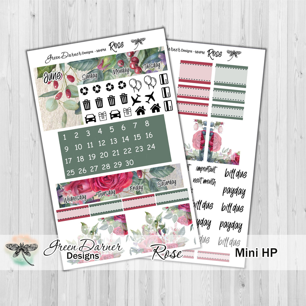 Mini Happy Planner Monthly - Rose -  customizable monthly