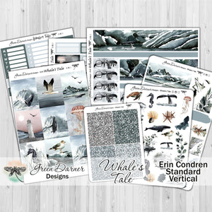 Whale's Tale - standard vertical/Erin Condren weekly planner sticker kit