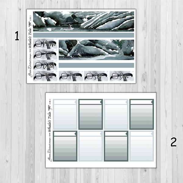 Load image into Gallery viewer, Whale&#39;s Tale - standard vertical/Erin Condren weekly planner sticker kit
