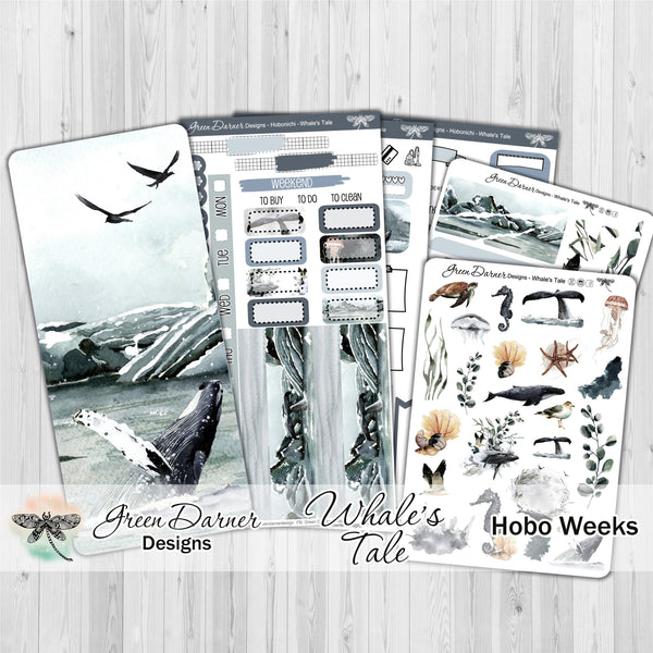 Load image into Gallery viewer, Whale&#39;s Tale - Hobonichi Weeks decorative weekly planner sticker kit
