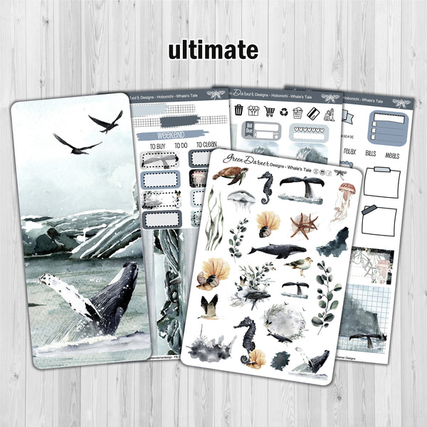 Load image into Gallery viewer, Whale&#39;s Tale - Hobonichi Weeks decorative weekly planner sticker kit

