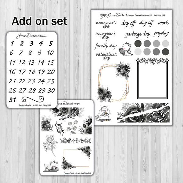 Load image into Gallery viewer, MIC Black Friday 2022 purchasable sale freebie - Monochrome Floral

