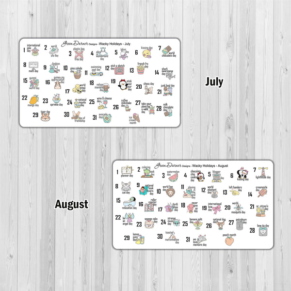 Load image into Gallery viewer, New 2023 Wacky Holidays - silly holidays daily/monthly planner stickers
