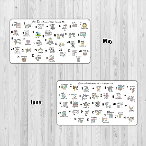 Load image into Gallery viewer, Wacky Holidays - silly holidays daily/monthly planner stickers
